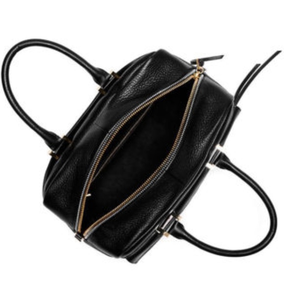 VINCE CAMUTO SIGNATURE BLACK Zip LEATHER SATCHEL - Picture 3 of 3